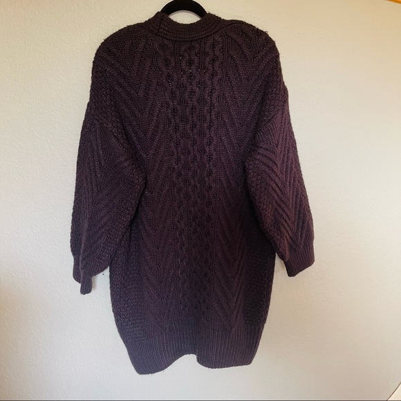 Topshop Chunky Knit Oversized Cardigan Sweater Size 6 Open front Balloon Sleeve - Picture 4 of 9